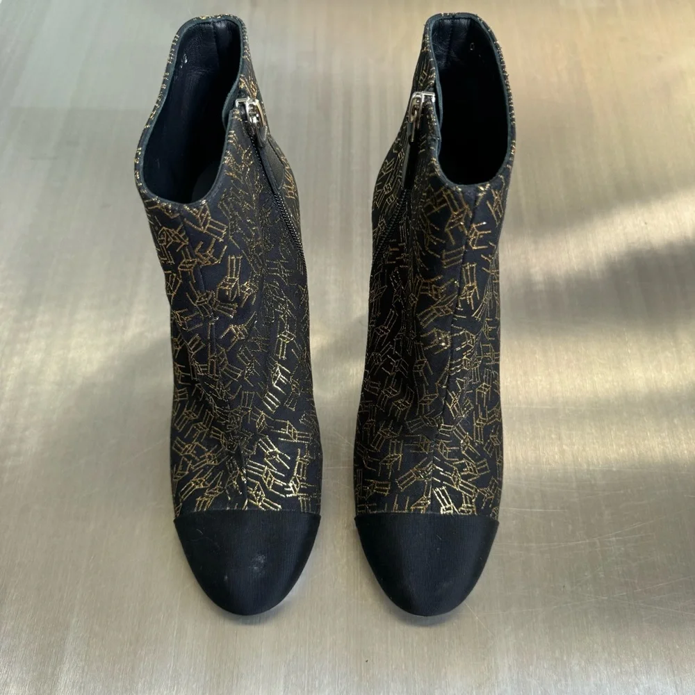 Chanel Ruler Heel Ankle Booties in Black and Gold - Picture 3 of 7